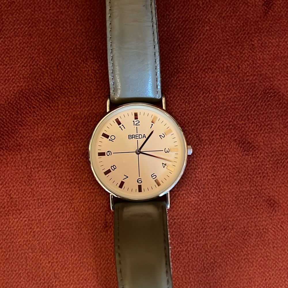 Breda watch with gray leather strap